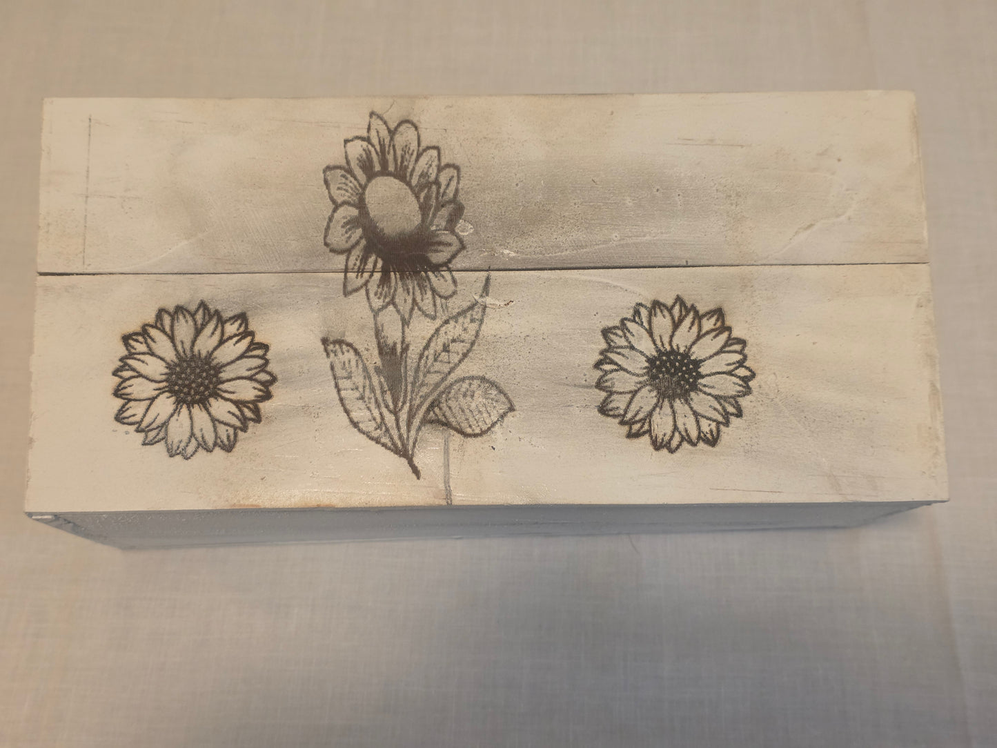 Rustic Wooden Kitchen Utensil Holder with Sunflower lasered Design,