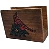 Wooden Napkin Holder with Hand-Painted Cardinal and Poinsettia Design