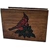 Wooden Napkin Holder with Hand-Painted Cardinal and Poinsettia Design