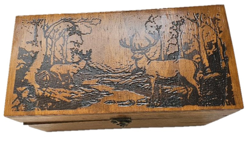 Handcrafted solid Wood Jewelry Box with beauitful lasered image and Removable Tray lot of stoage room